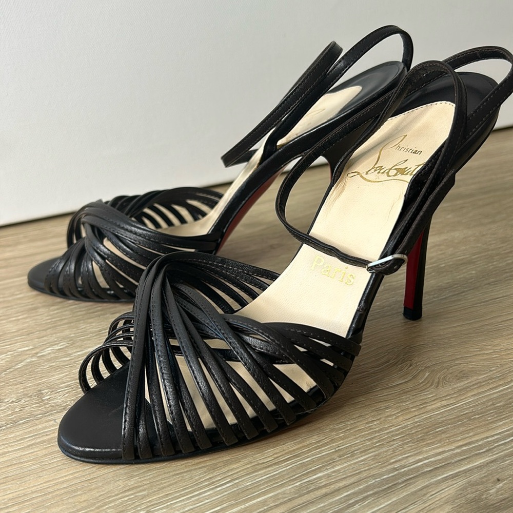 SOLD Christian Louboutin Brown Leather Ankle Strap Sandals